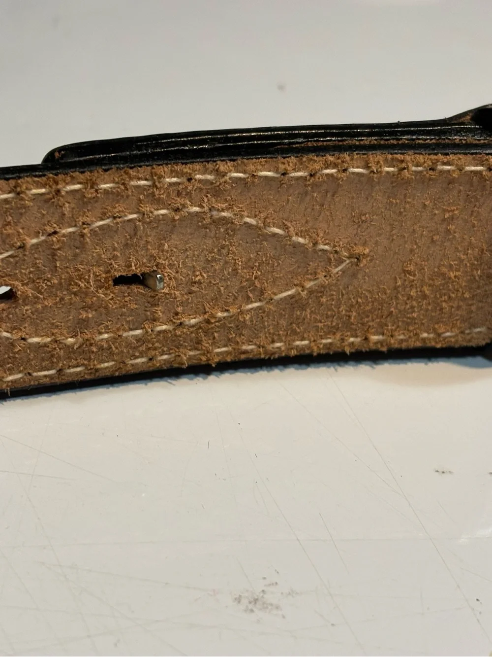 Nocona black leather buckleless mechanic's belt 32”